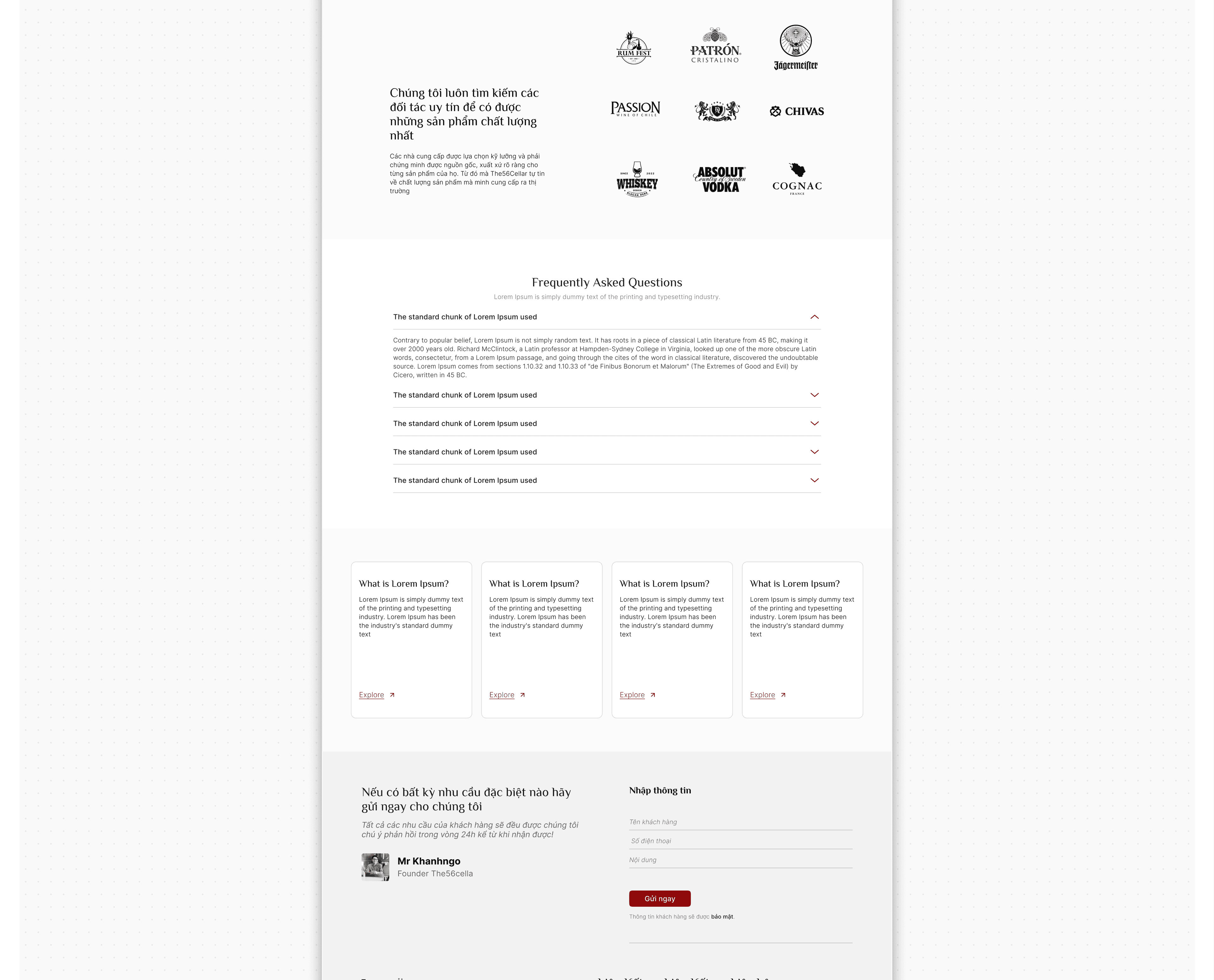 Giao diện website The56Cellar trên điện thoại