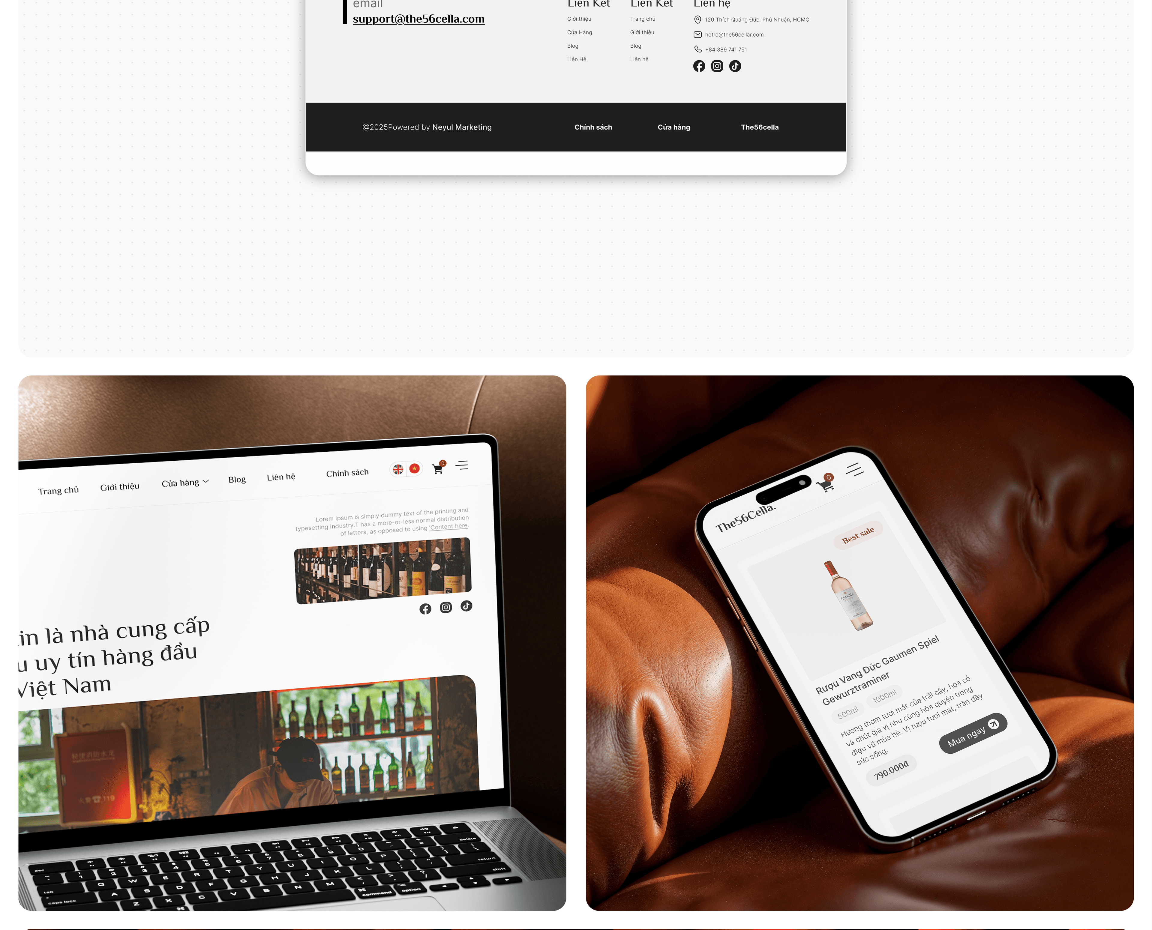 Ứng dụng giao diện The56Cellar trên laptop và điện thoại